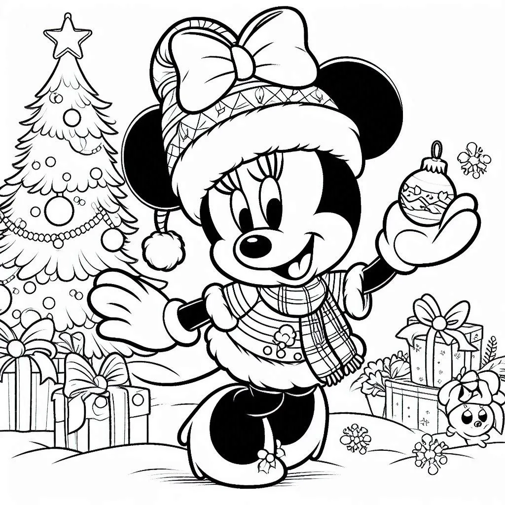 Minnie Mouse kleurplaat Kerstmis download