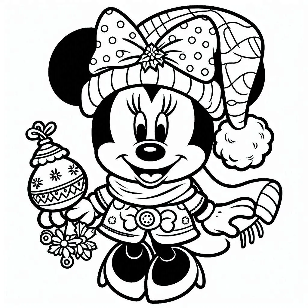 Minnie Mouse kleurplaat Kerstmis unieke