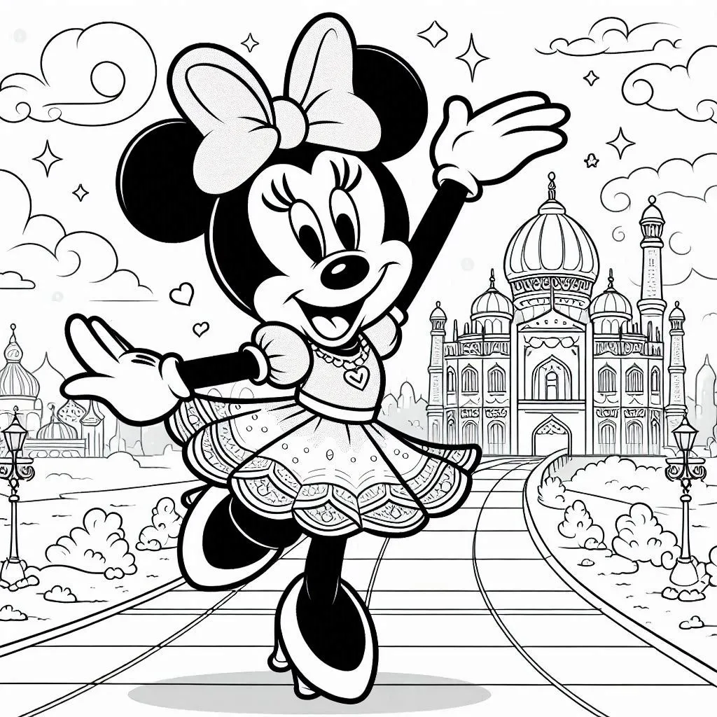 Minnie Mouse kleurplaat PDF