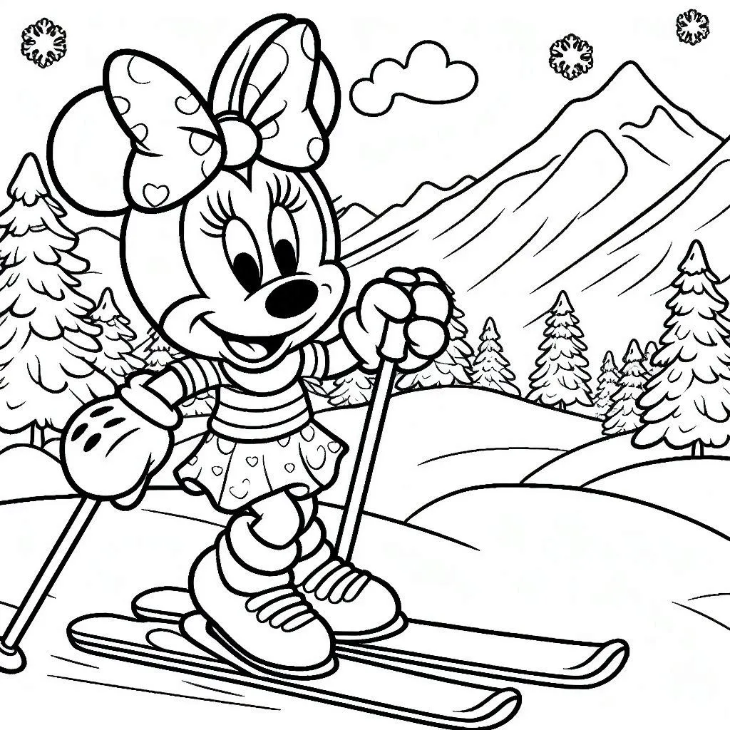 Minnie Mouse kleurplaat winter unieke