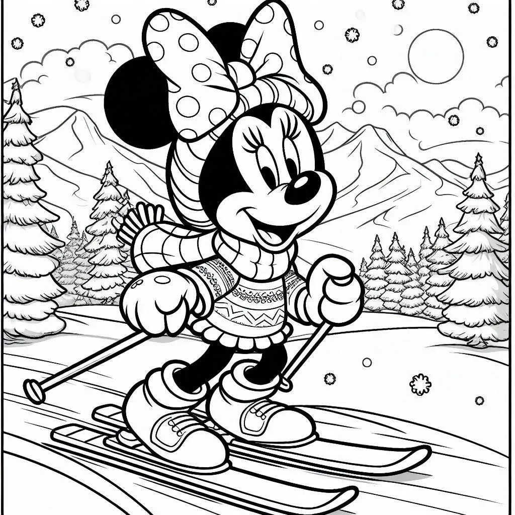 Minnie Mouse kleurplaat winter