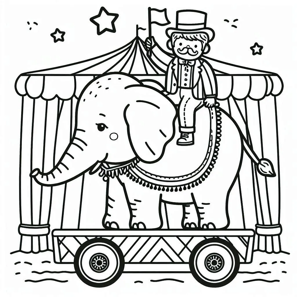 Olifant tekening om te kleuren