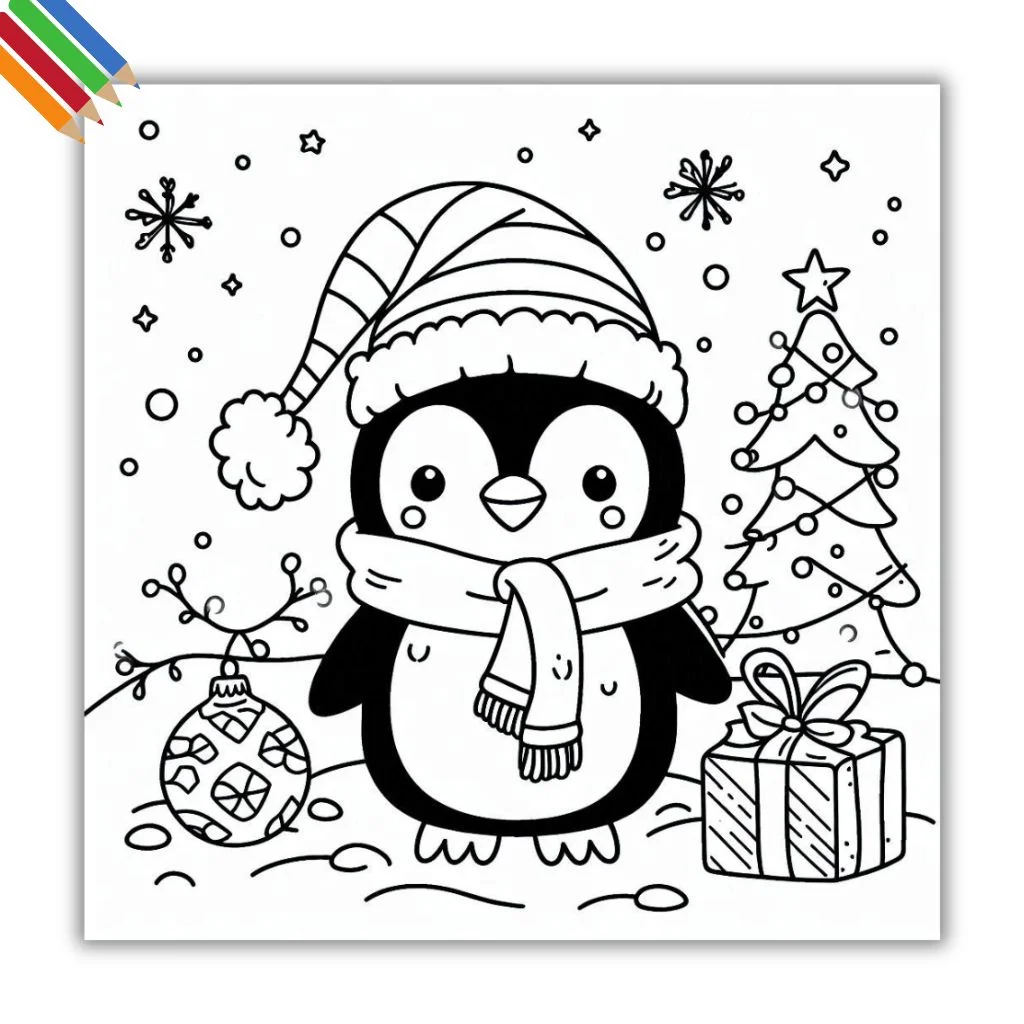 Pinguin kleurplaat thumbnail