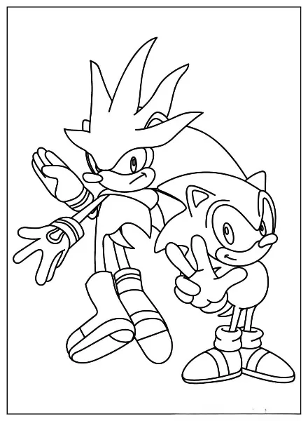 Sliver And Sonic The Hedgehog kleurplaat