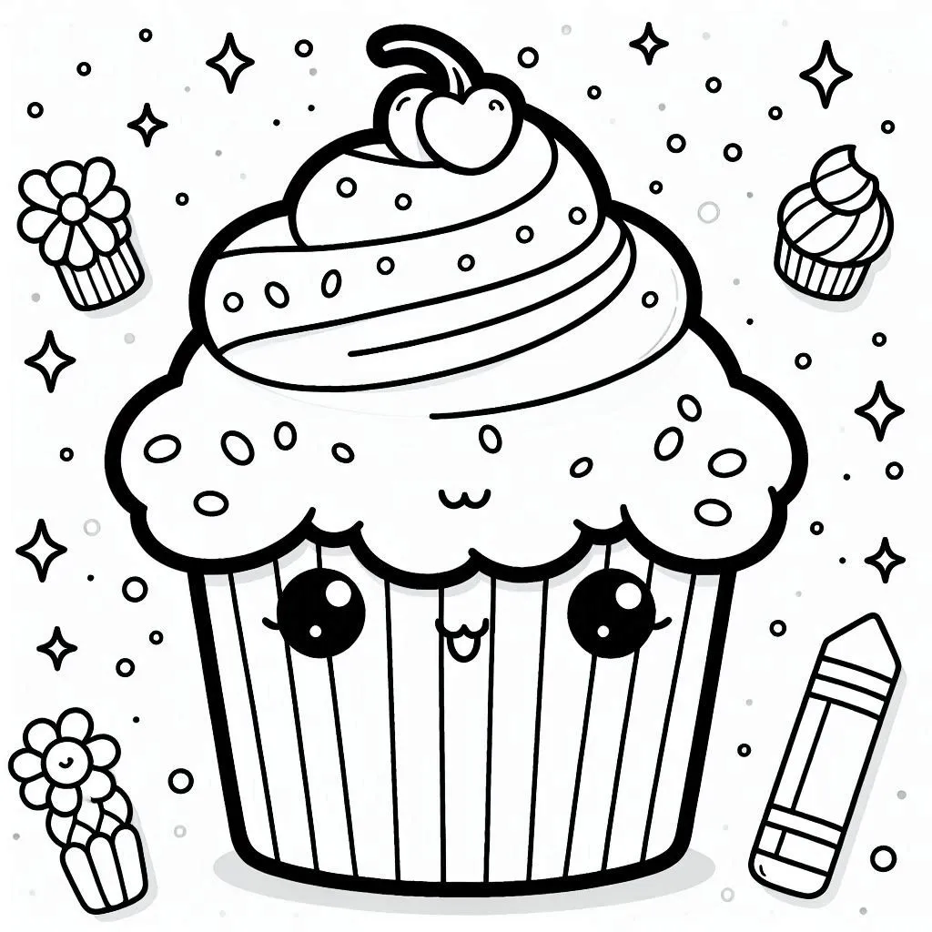 Tekening cupcake kleurplaat