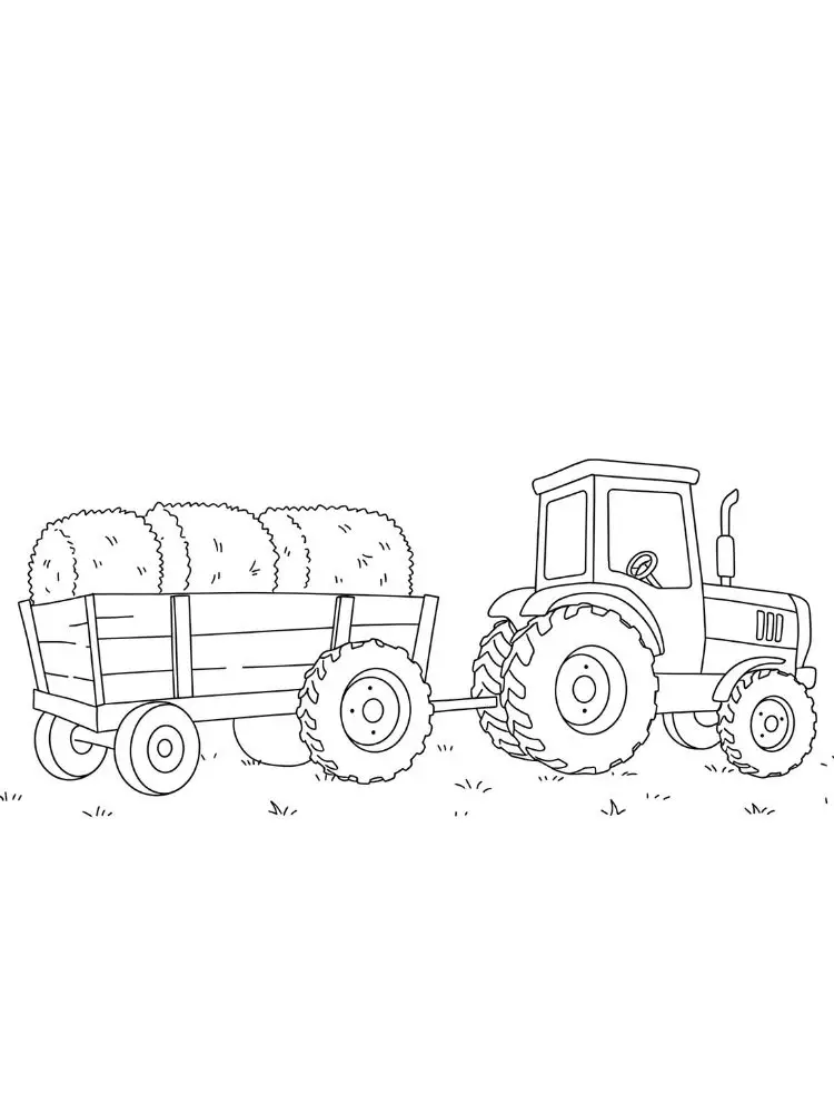 Kleurplaat trekker 9 boerderijtrekker met hooikar kleurplaat