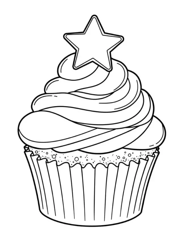 28 Desenhos Cupcake para colorir e imprimir PDF