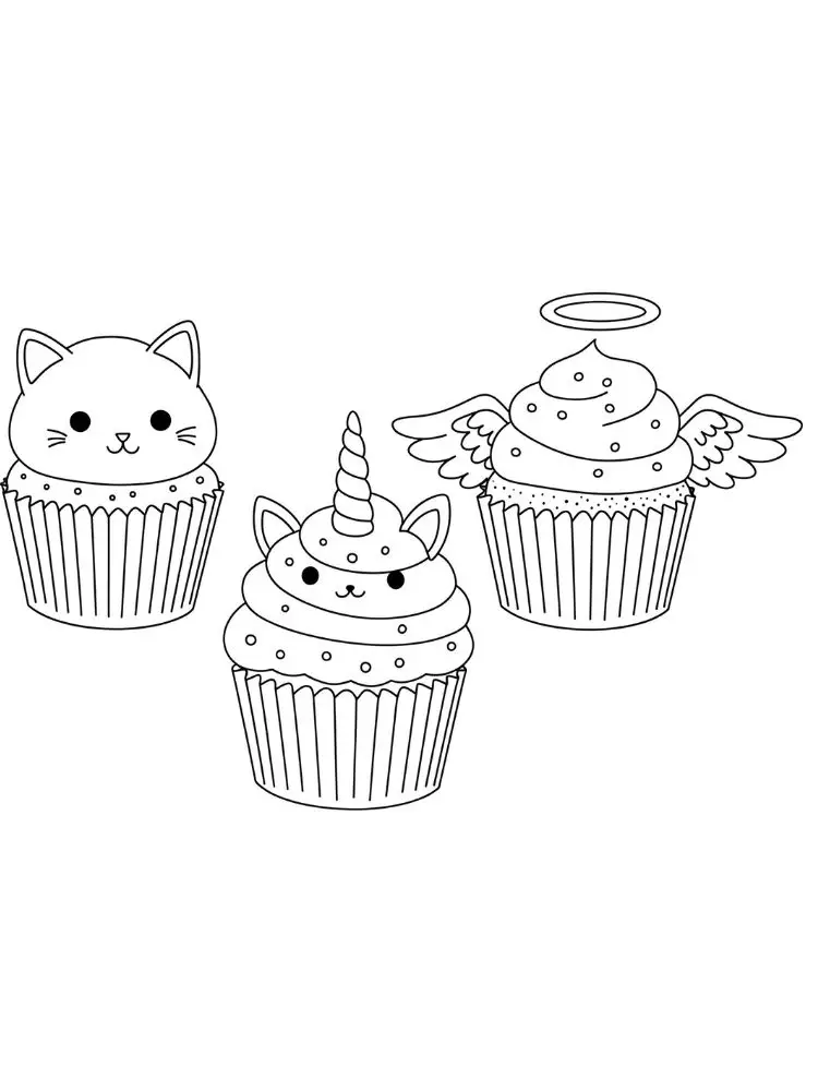 Kleurplaat Cupcake 9 dieren cupcakes met een glimlach kleurplaat