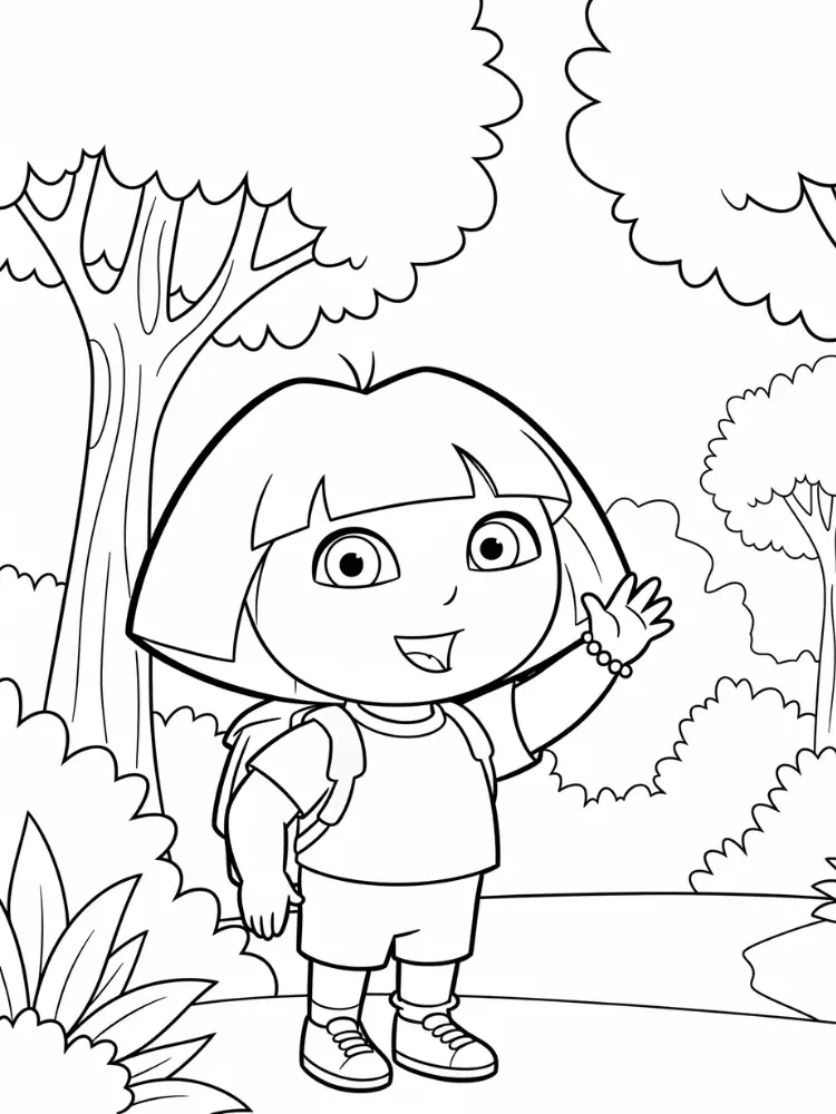Kleurplaat Dora Márquez 10 dora in het bos kleurplaat