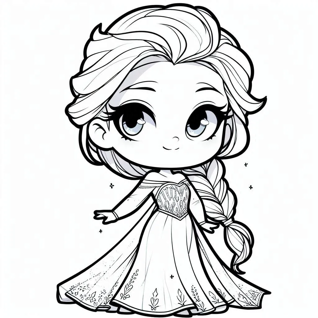 kleurplaat Elsa chibi