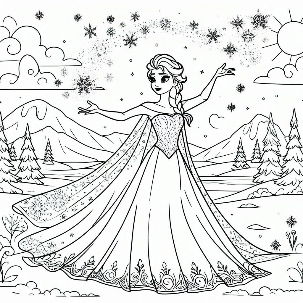 kleurplaat Elsa tekening