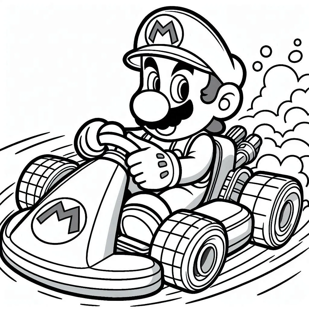 kleurplaten mario kart unieke