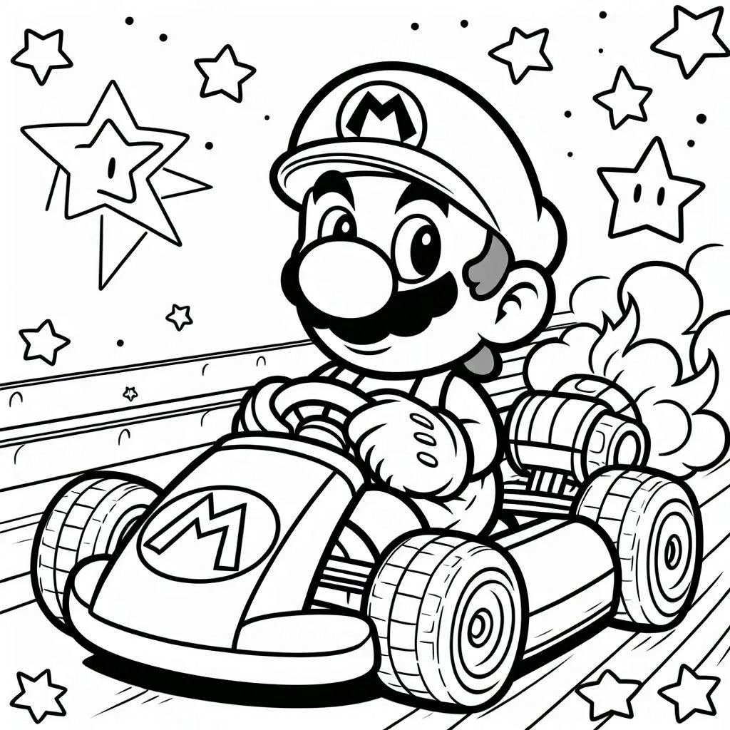 mario kart kleurplaat gratis