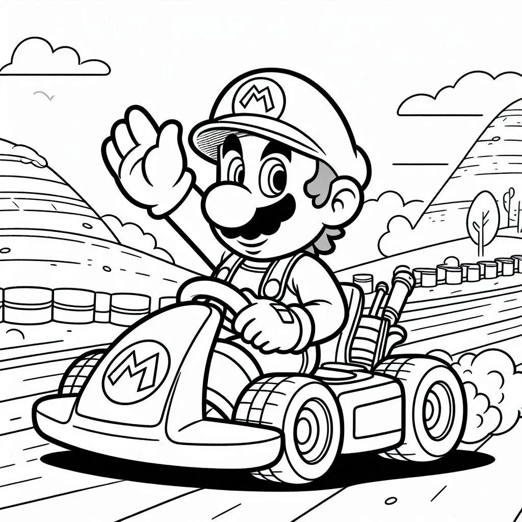 mario kart kleurplaten eenvoudig