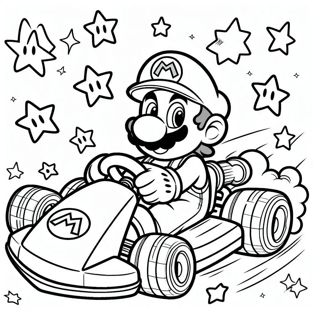 mario kart kleurplaten gratis printen