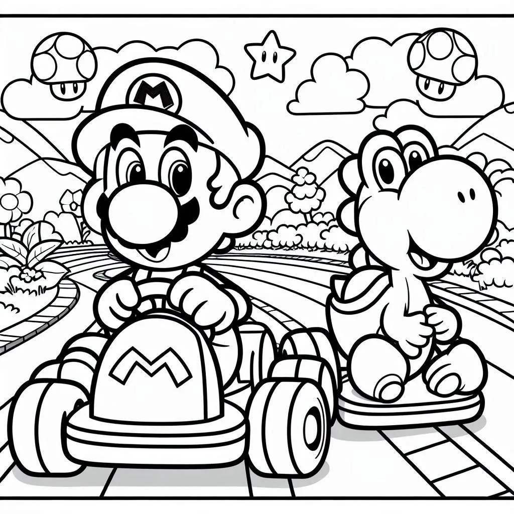 mario kart kleurplaten gratis