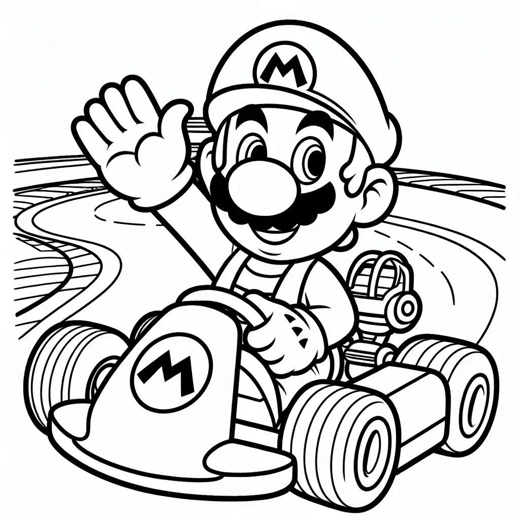 mario kart kleurplaten moeilijk