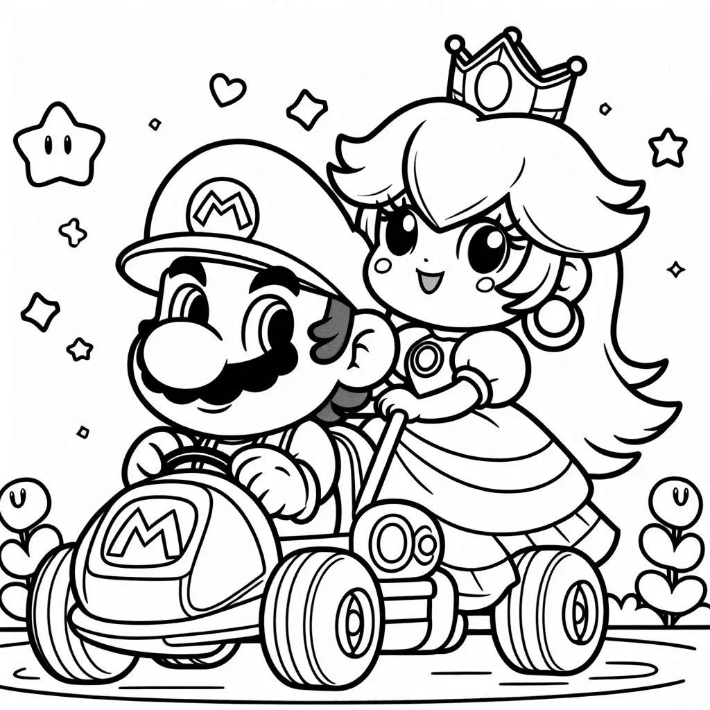 mario kart kleurplaten online kleuren