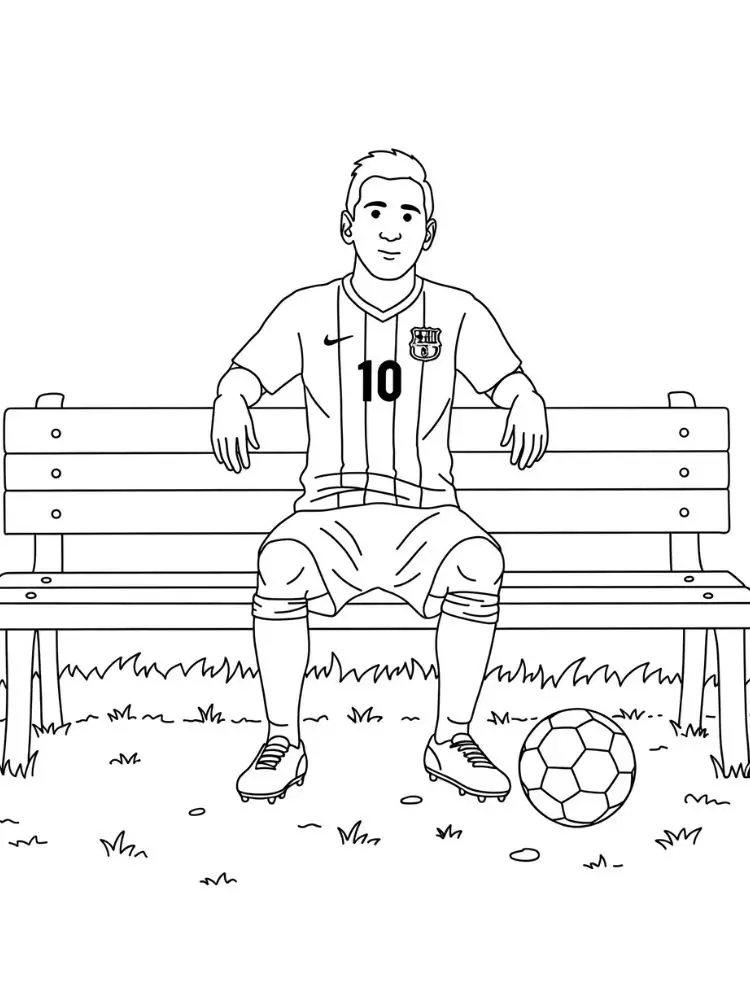 Kleurplaat Lionel Messi 8 messi geniet van een rustmomentje kleurplaat