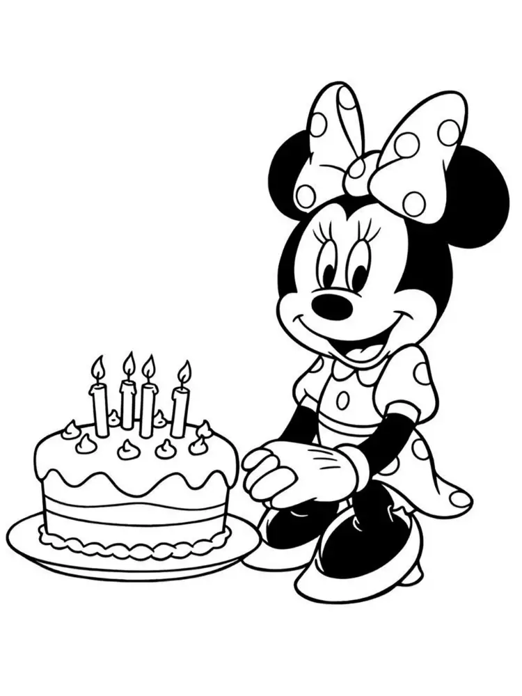 Kleurplaat Minnie Mouse 9 minnie mouse verjaardagstaart kleurplaat