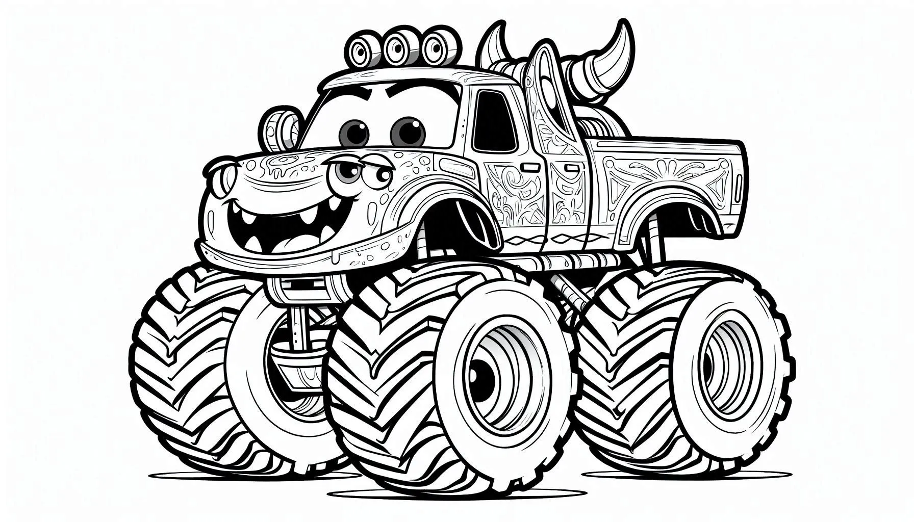 monstertruck kleurplaat uniek