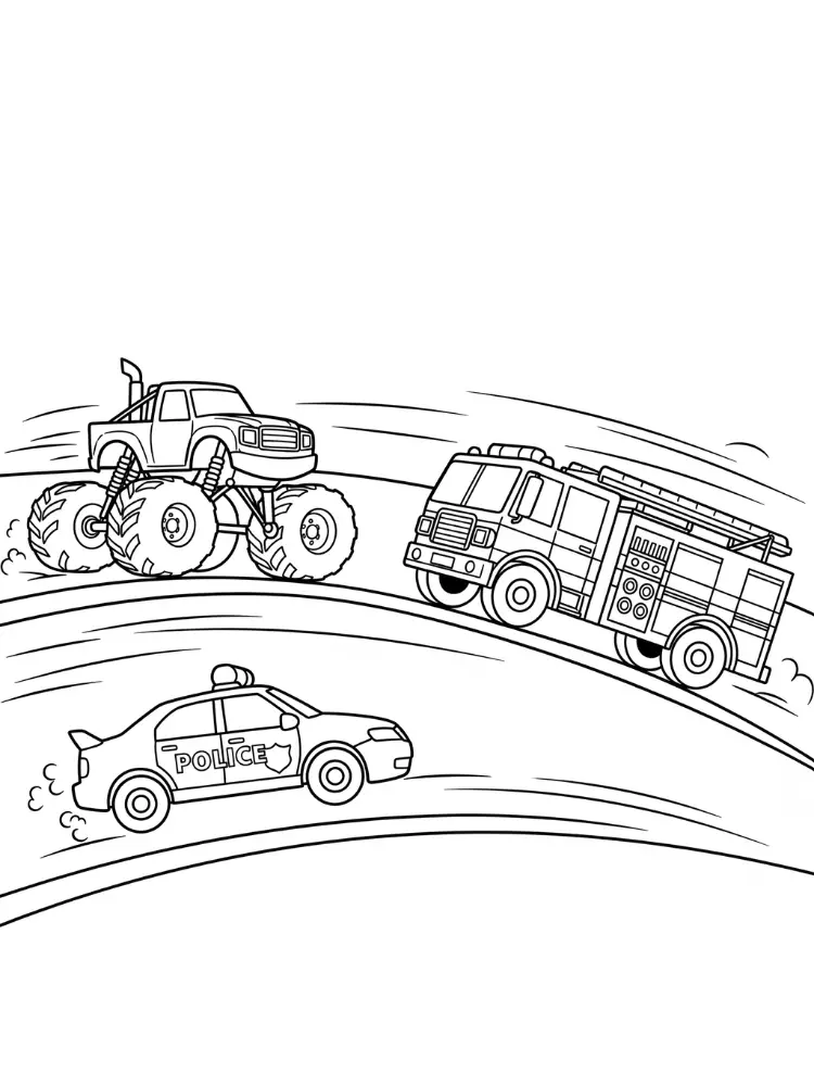 monstertruck op reddingsmissie kleurplaat