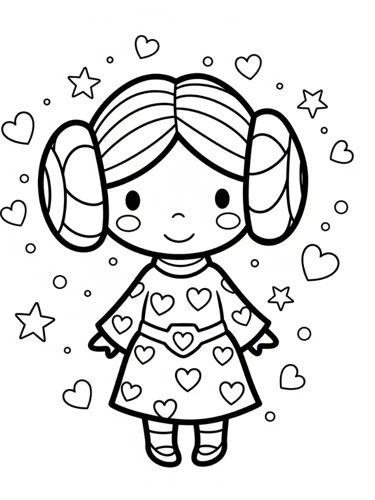 Kleurplaat Star Wars 8 prinses leia vol liefde kleurplaat