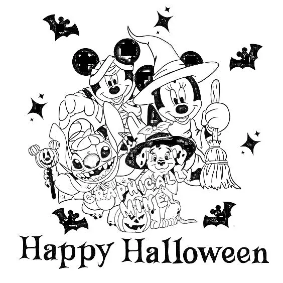 Disney Halloween kleurplaat voor kinderen