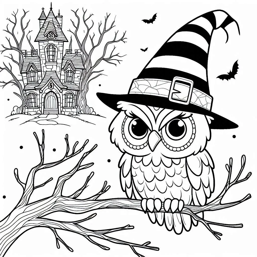 Kleurboek Uil Halloween