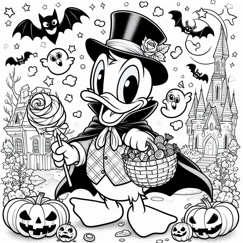 Kleurplaat Disney Halloween – Donald Duck