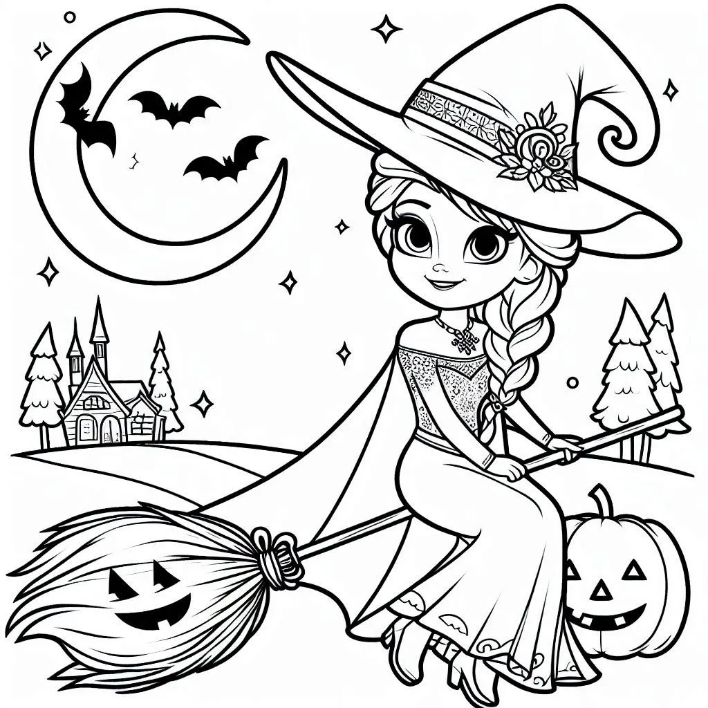 Kleurplaat Disney Halloween – Elsa