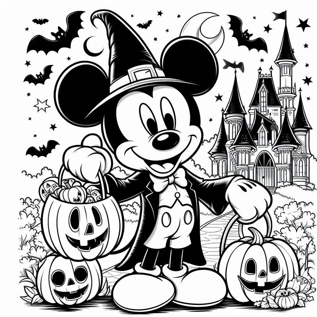 Kleurplaat Disney Halloween – Mickey Mouse