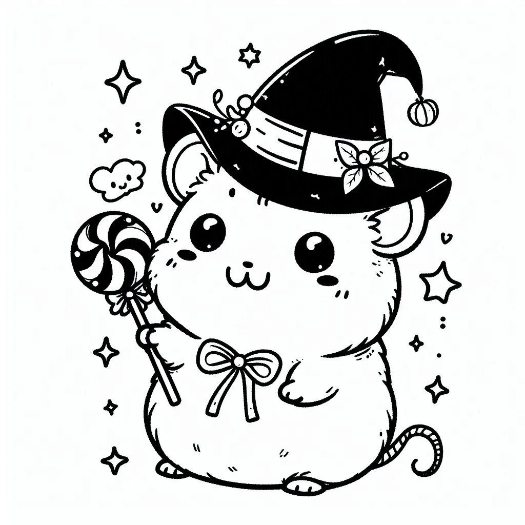 Kleurplaat Hamster halloween print