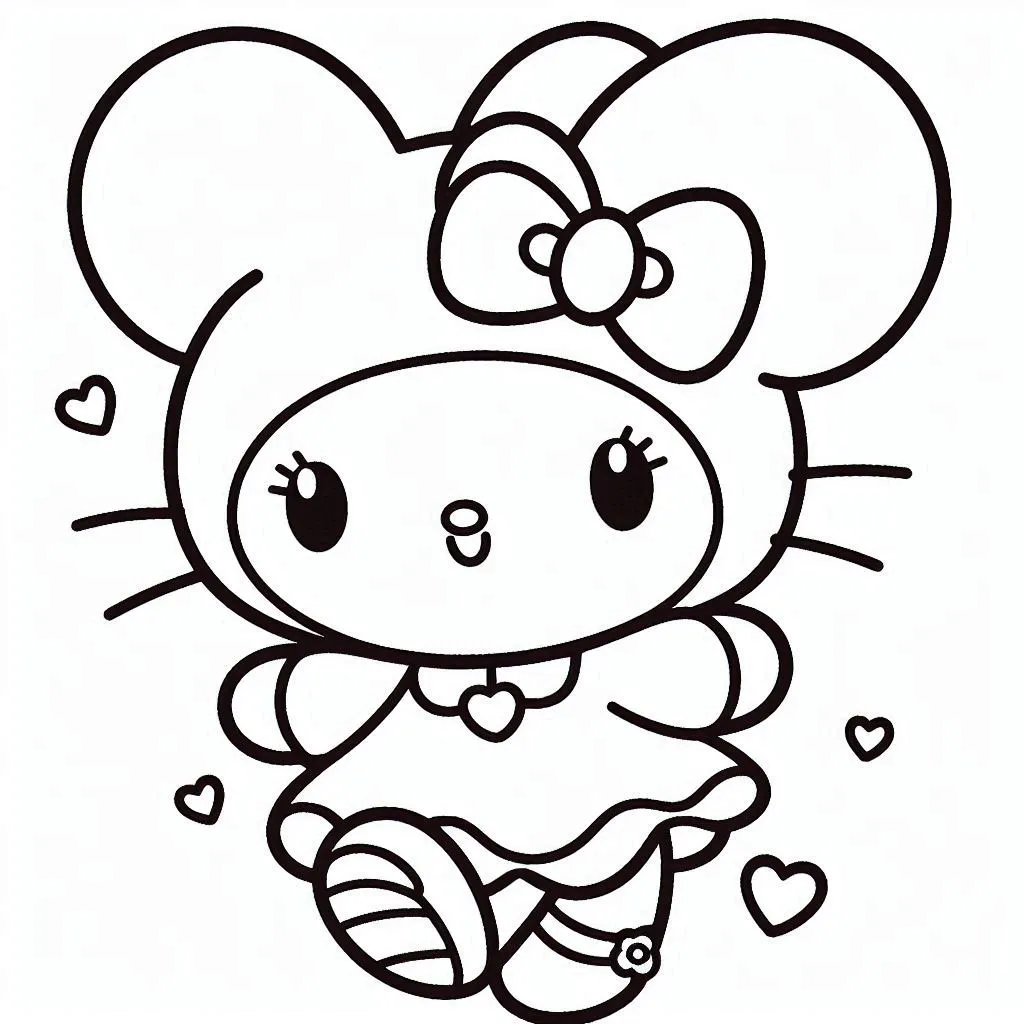 My Melody kleurplaat printen