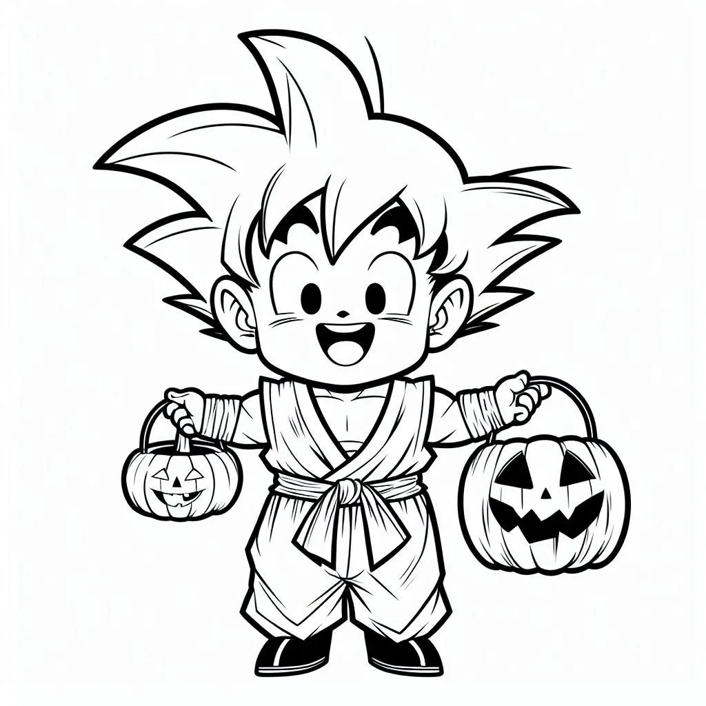 Son Goku halloween kleuren en printen