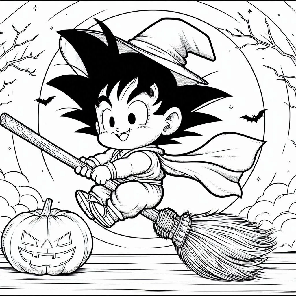 Son Goku halloween kleurplaat gratis downloaden en printen