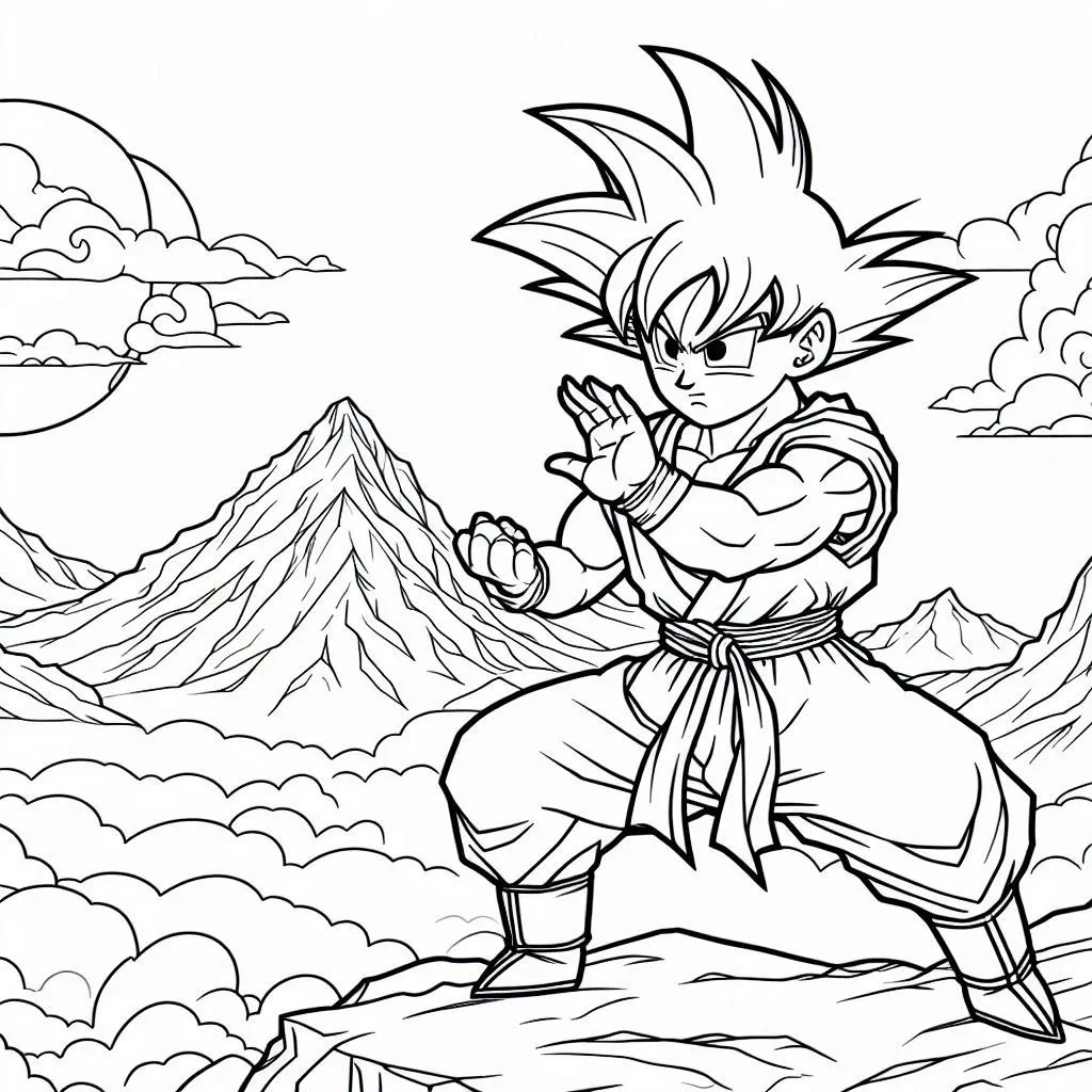 Son Goku kleurboek downloadbaar