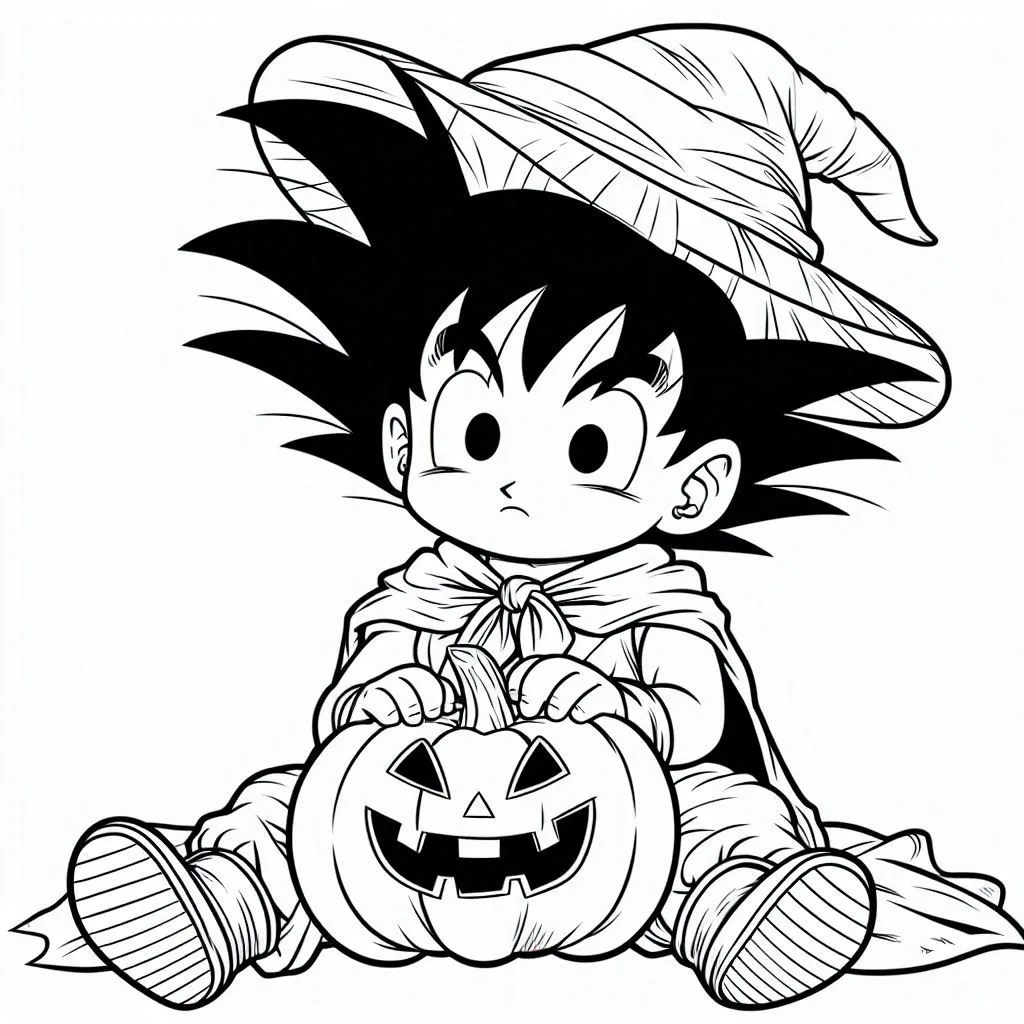 Son Goku kleurplaat halloween online downloaden