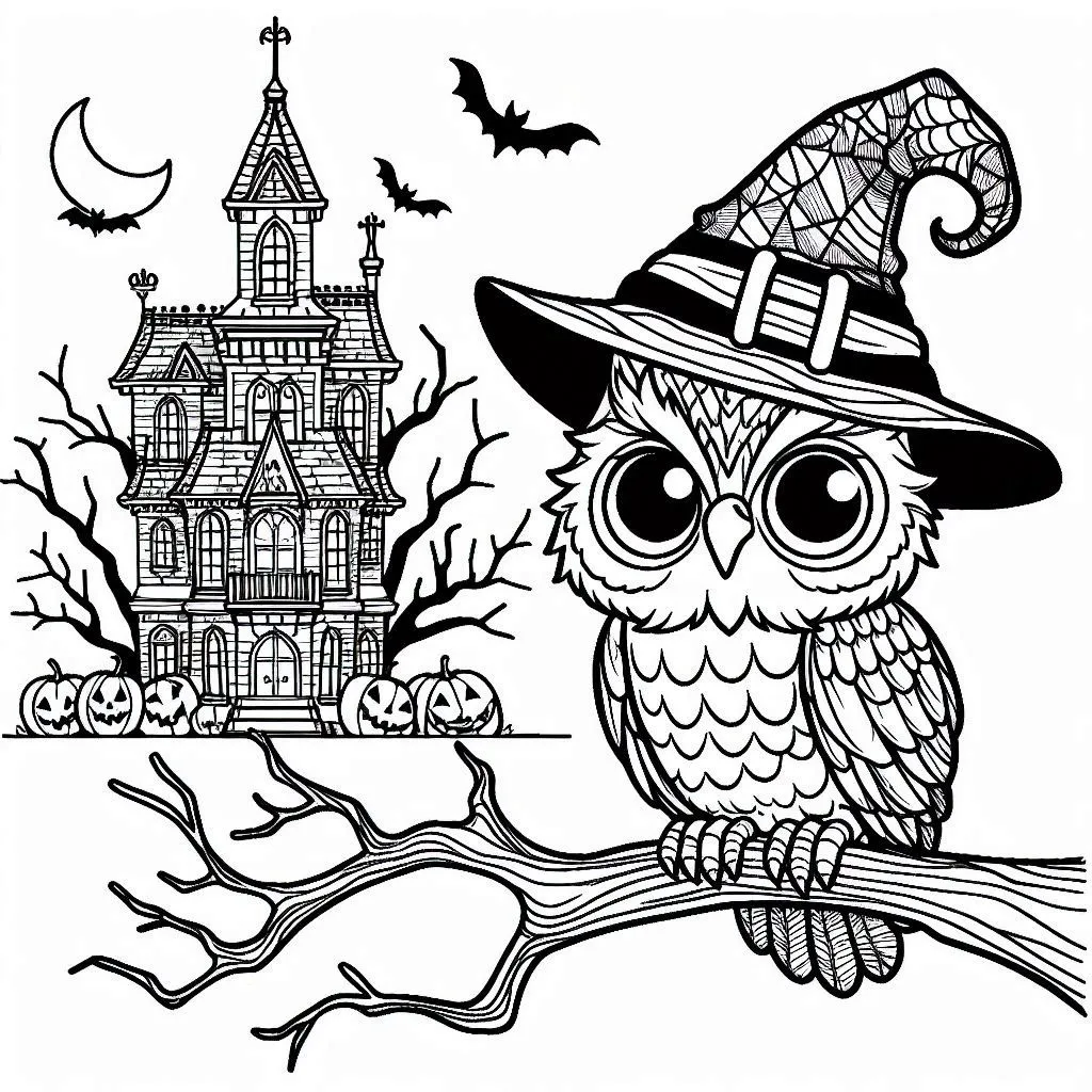 Uil Halloween kleurboek PDF