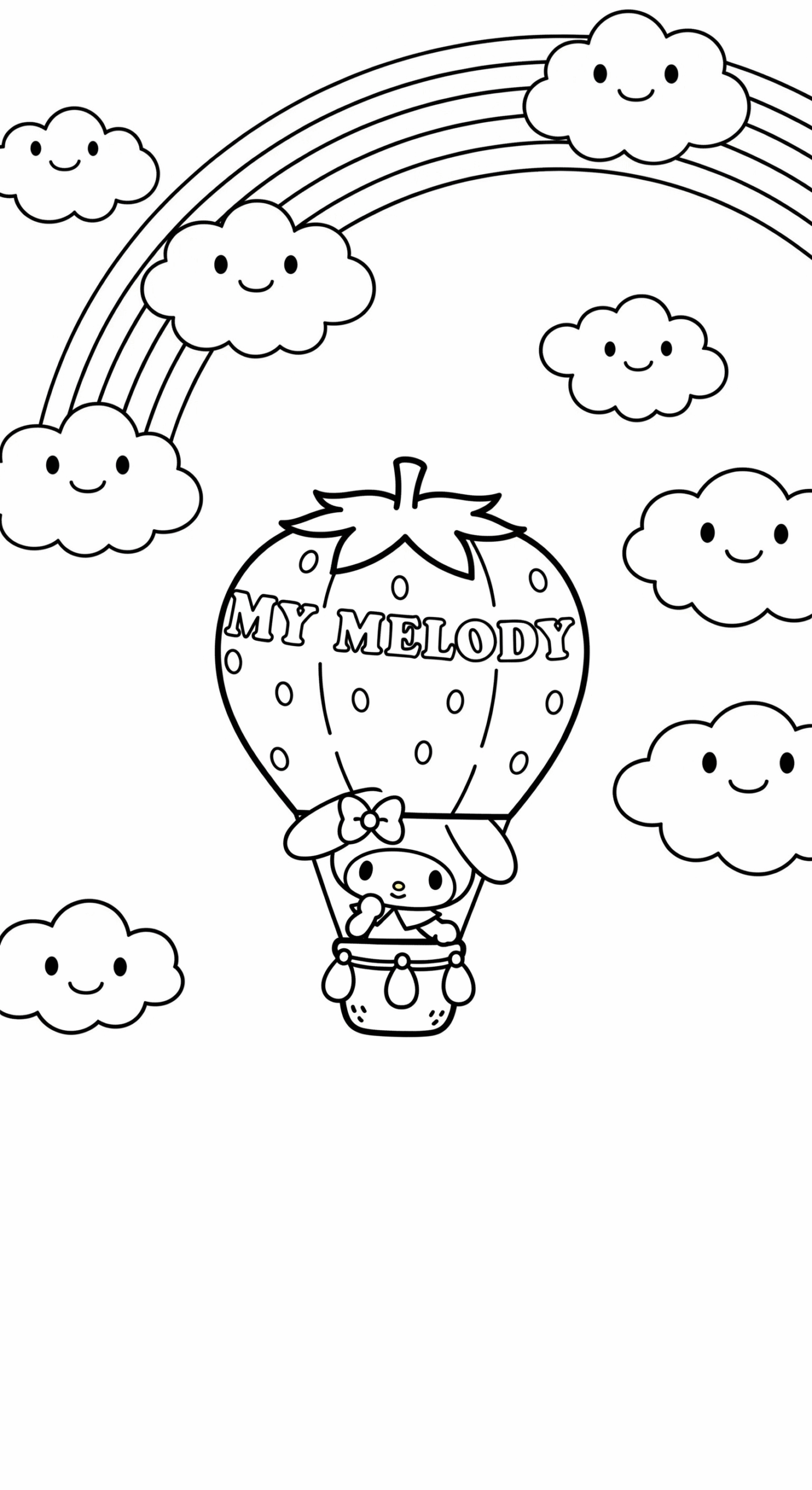 Kleurplaat My Melody 9 avontuur in de lucht met my melody kleurplaat