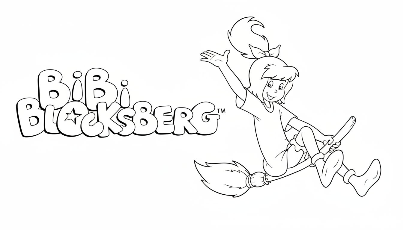 bibi blocksberg op haar bezem kleurplaat