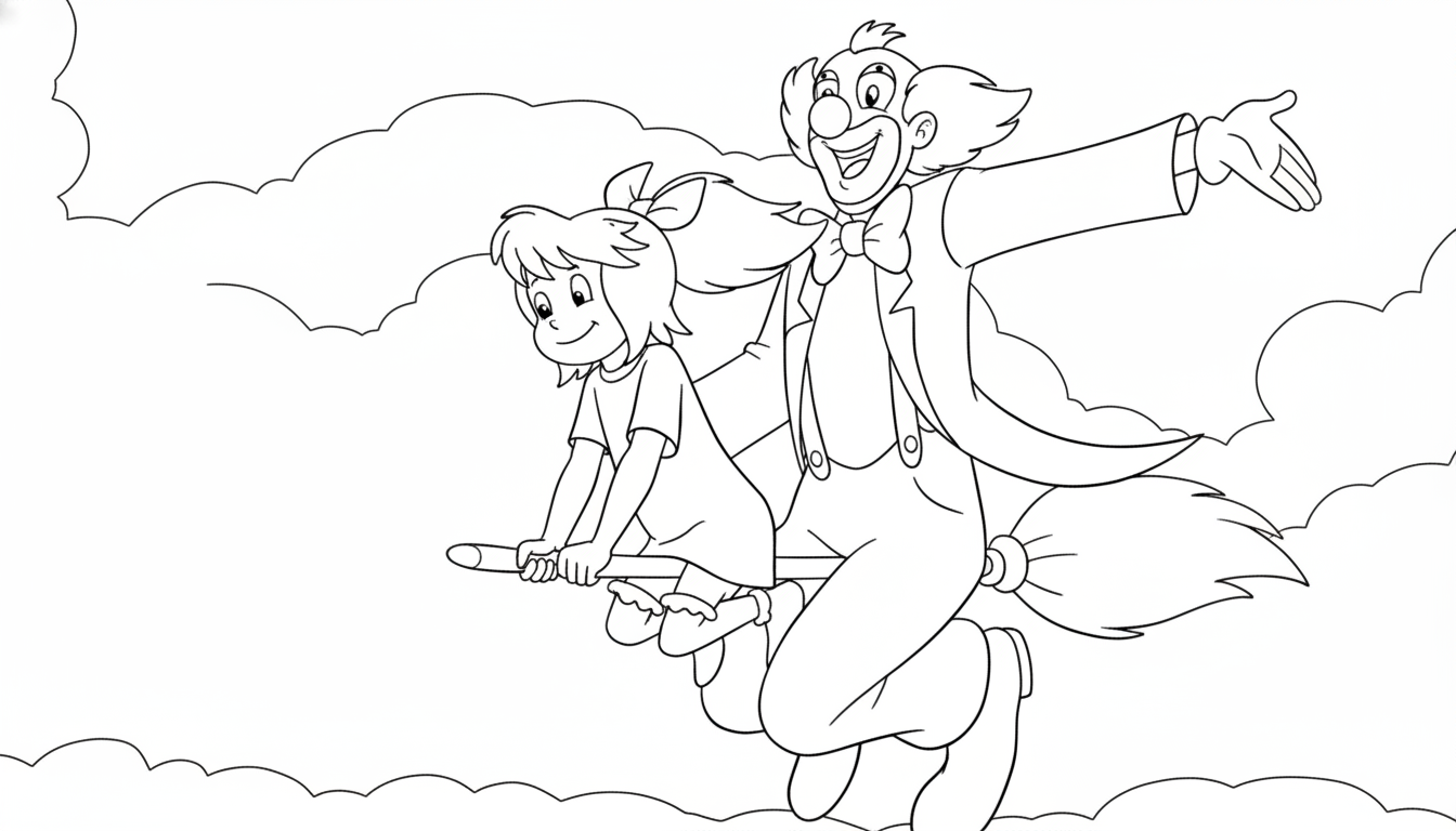 bibi en de lachende goochelaar kleurplaat