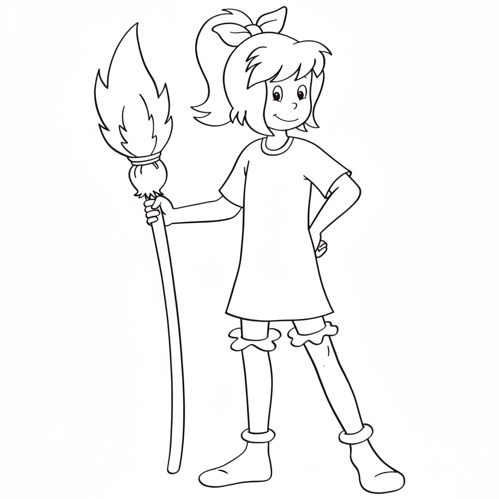 bibi met haar toverschrobbek kleurplaat