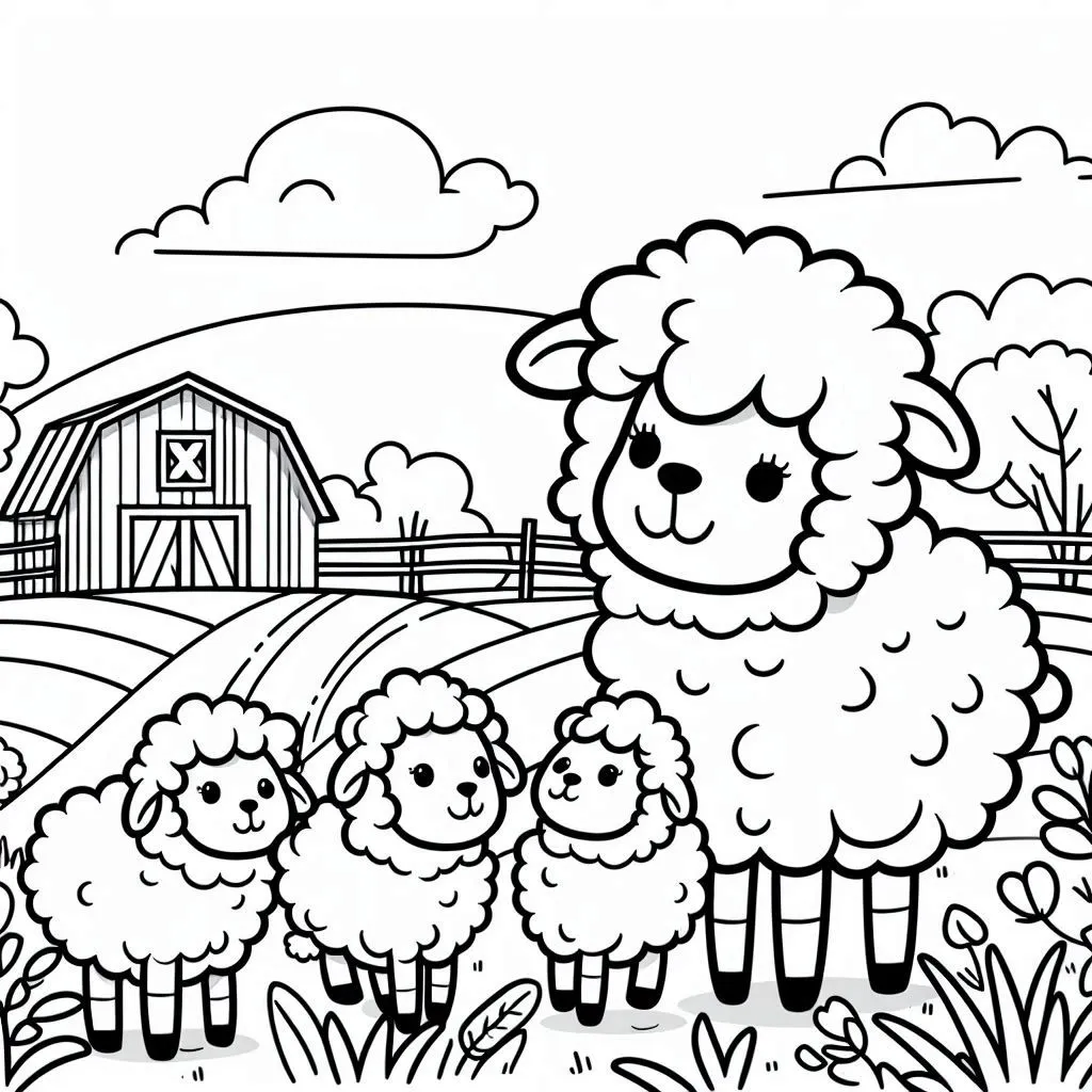 kleurplaten schaap tekening