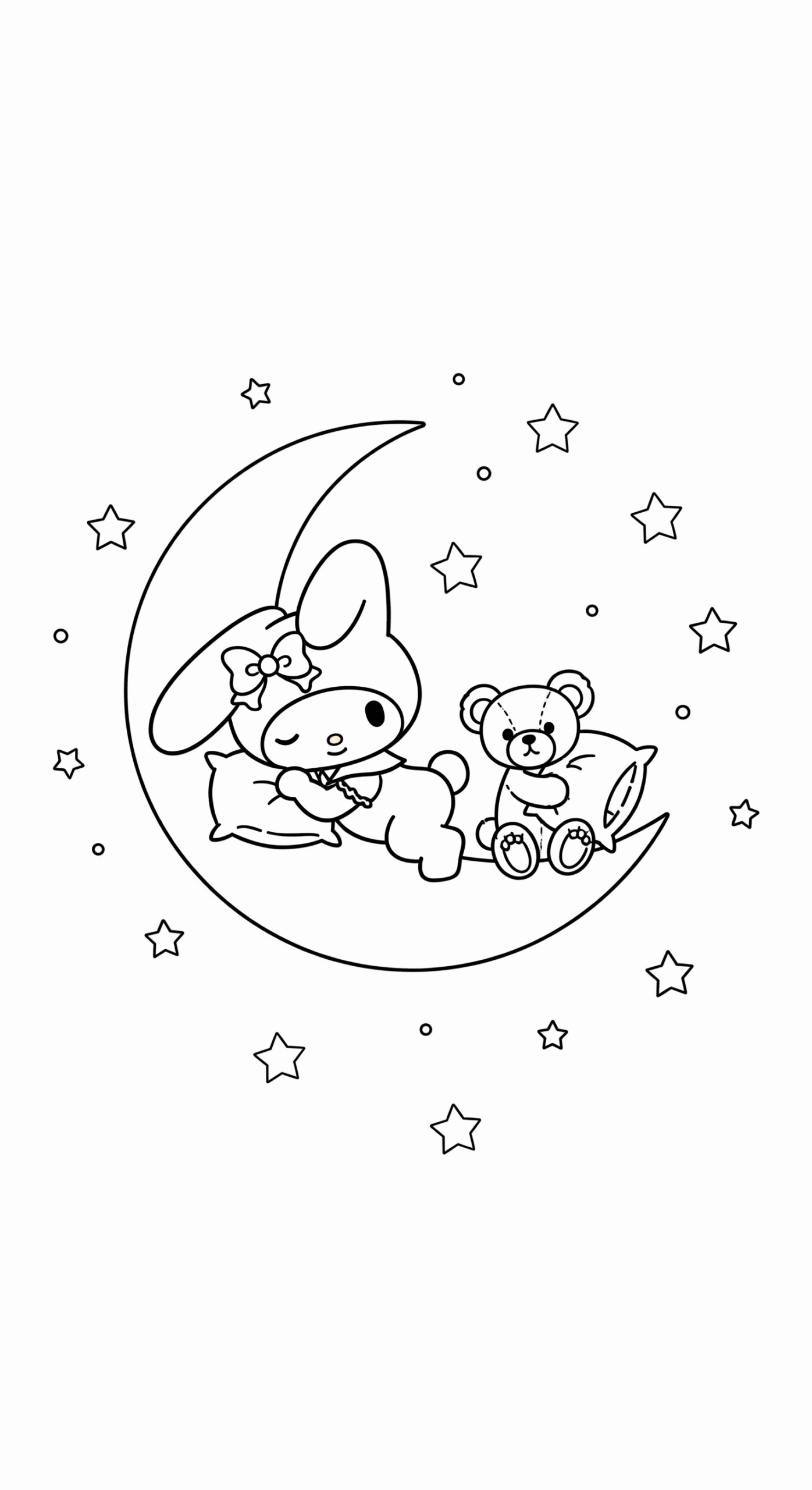 Kleurplaat My Melody 8 slaap zacht my melody op de maan kleurplaat
