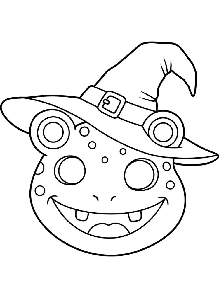 Kleurplaat Masker Halloween 8 toverpad met heksenhoed kleurplaat