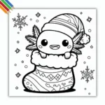 Kleurplaat Axolotl Kawaii Christmas thumbnail