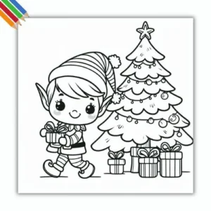 Kleurplaat Kerst Elfen
