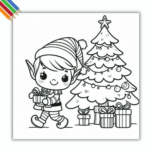 Kleurplaat Kerst Elfen thumbnail