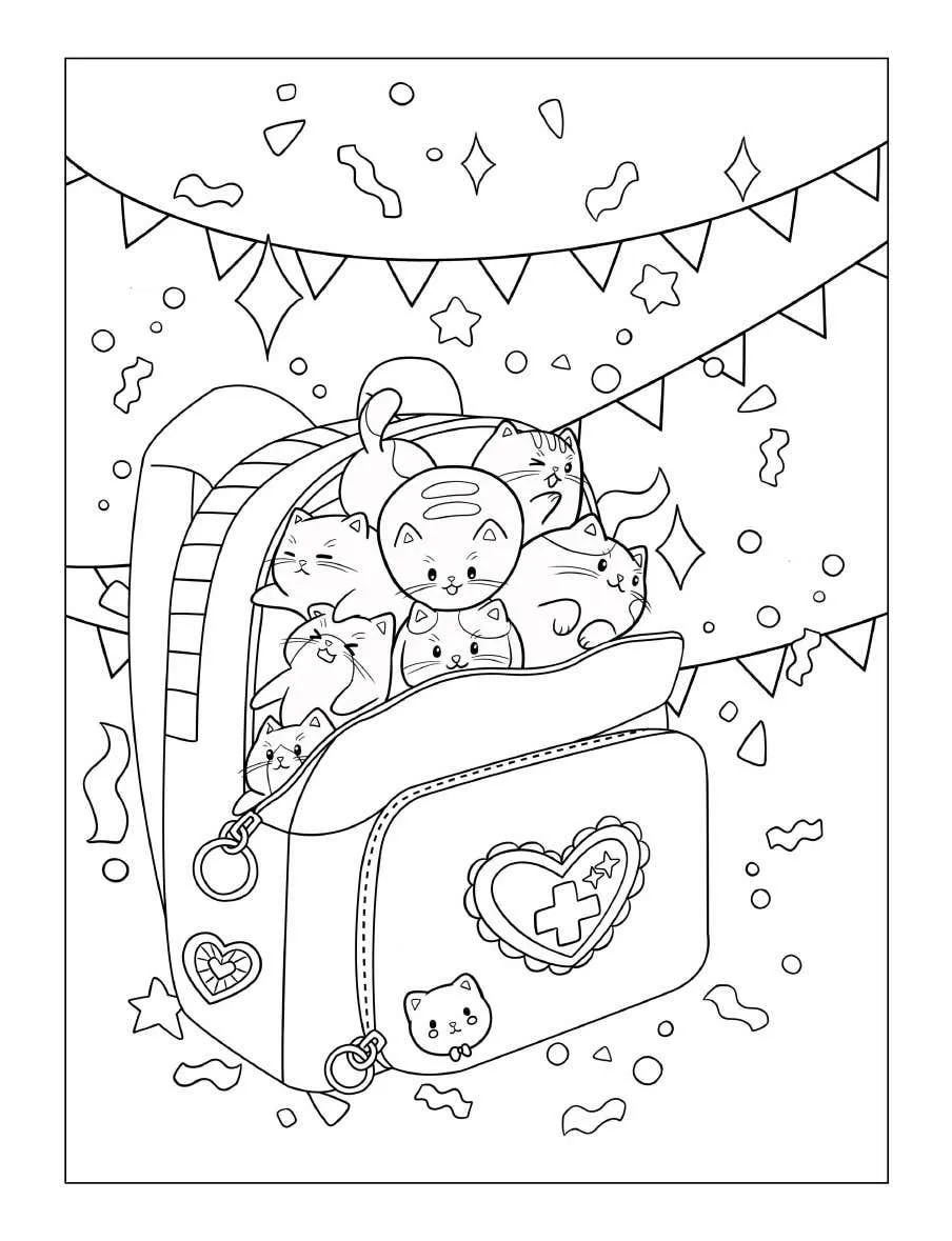 Kleurplaat Tiny Cats 37 Tiny Cats PDF gratis